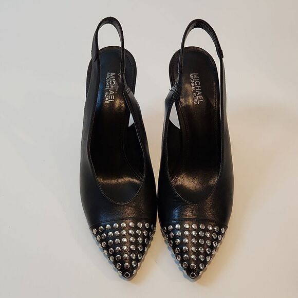 MICHAEL Michael Kors Black Studded Gemma Slingback Heels Women's Sz 6M EUC NICE! - Picture 4 of 15
